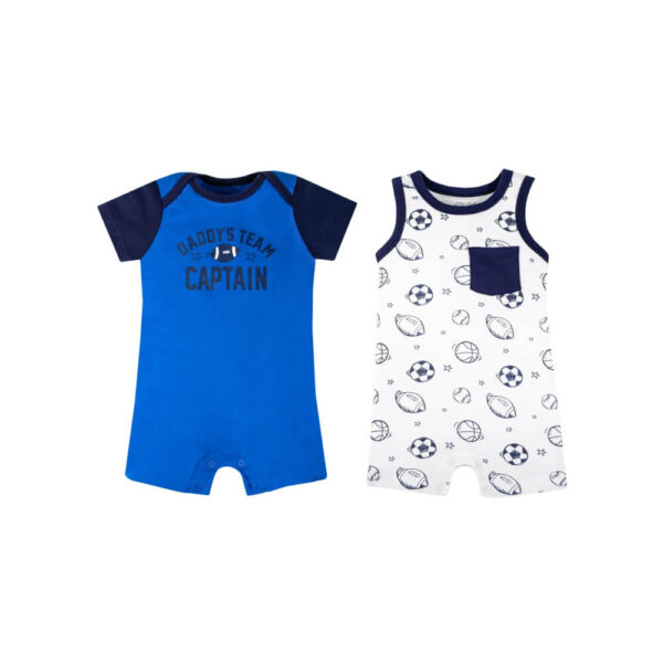 Little Star Organic Baby Boy 2 Pk Rompers, Size Newborn